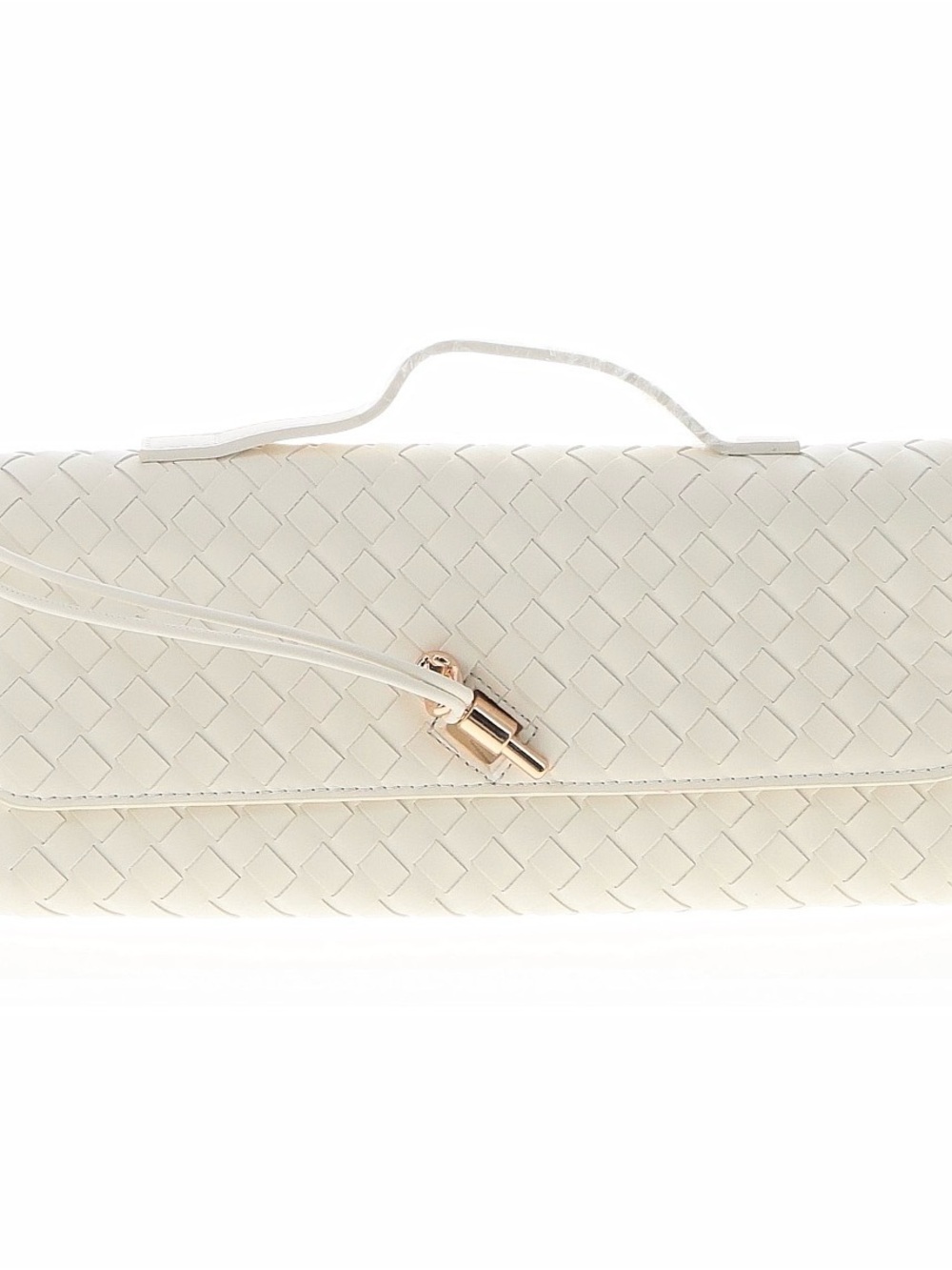 Woven White Top-Handle Clutch like new